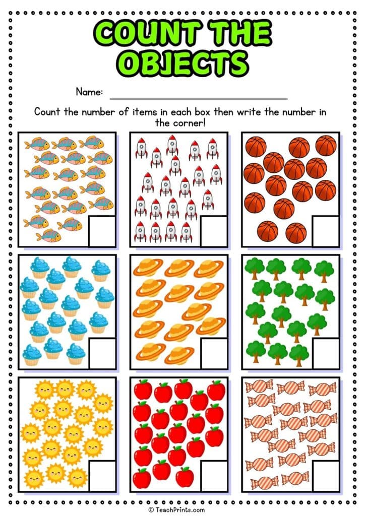 Free Counting Objects Worksheets - Teach Prints
