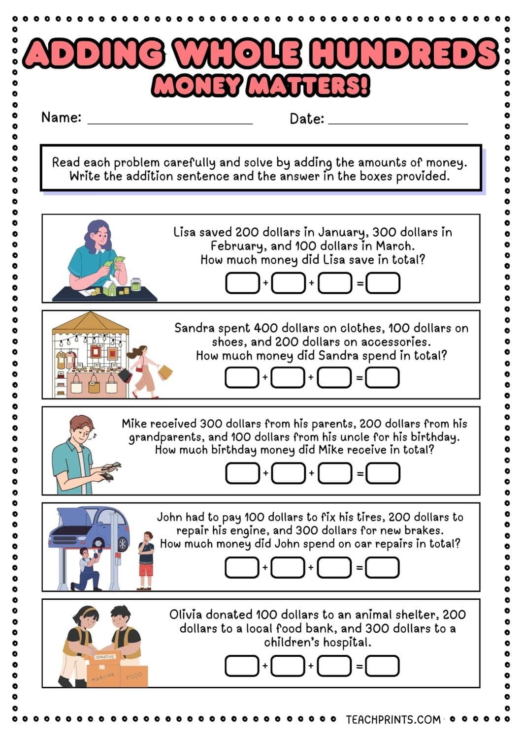 Free Adding Whole Hundreds Worksheets 5 adding whole hundreds worksheet