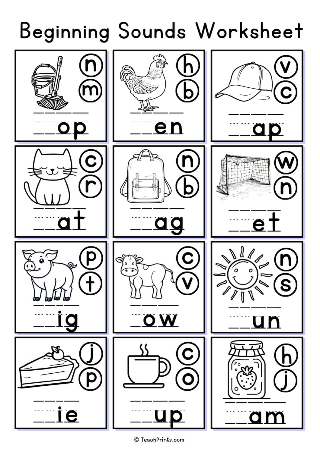 Free Beginning Sounds Worksheets - Teach Prints free-beginning-sounds-worksheets-teach-prints