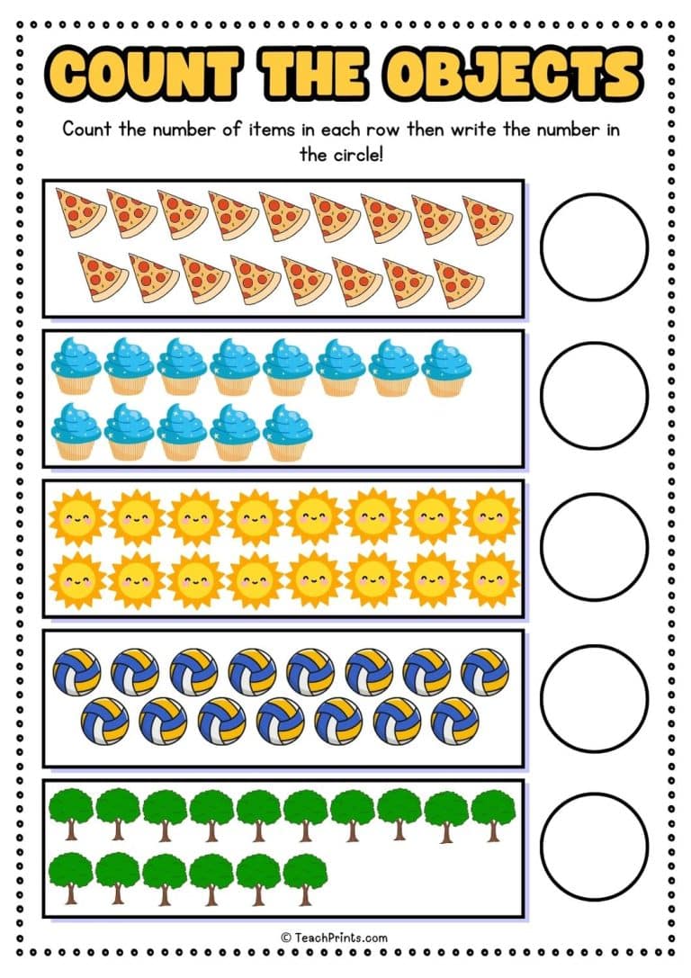 Free Counting Objects Worksheets Teach Prints
