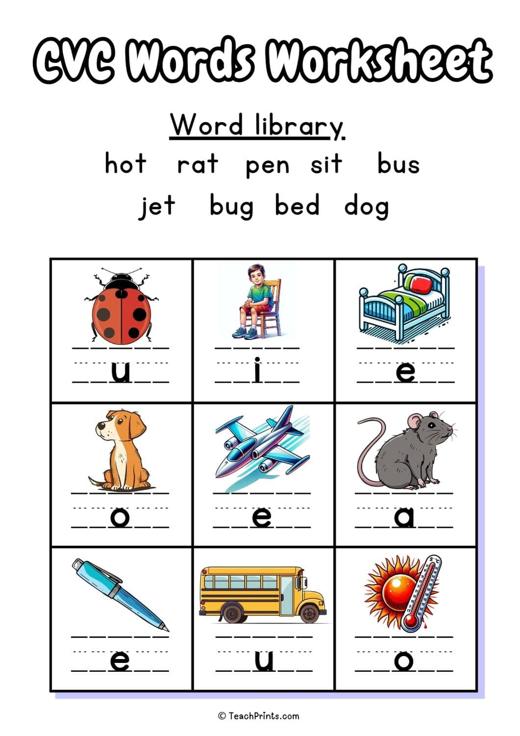 cvc words worksheet