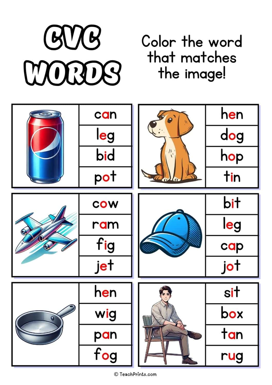 cvc words worksheet