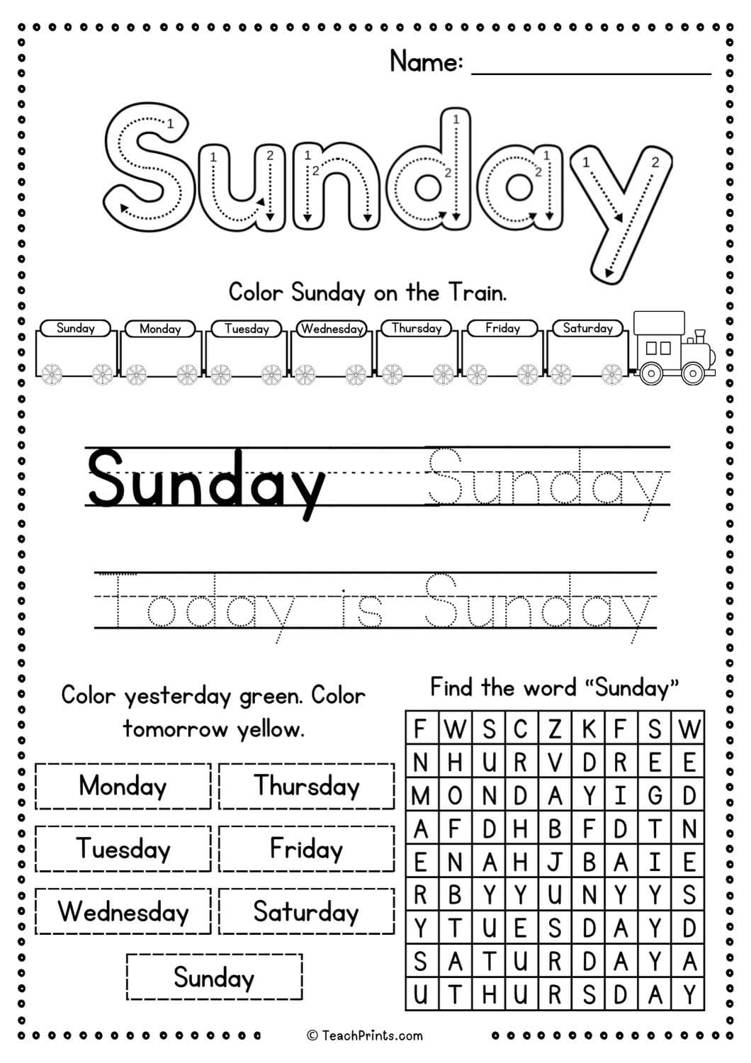 Days Of The Week Worksheets Free Days Of The Week Worksheet For