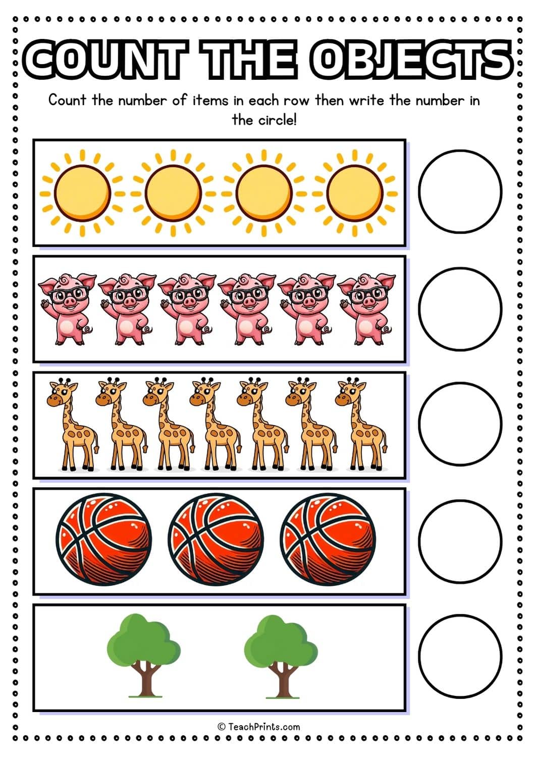 Free 1 10 counting worksheet teach prints