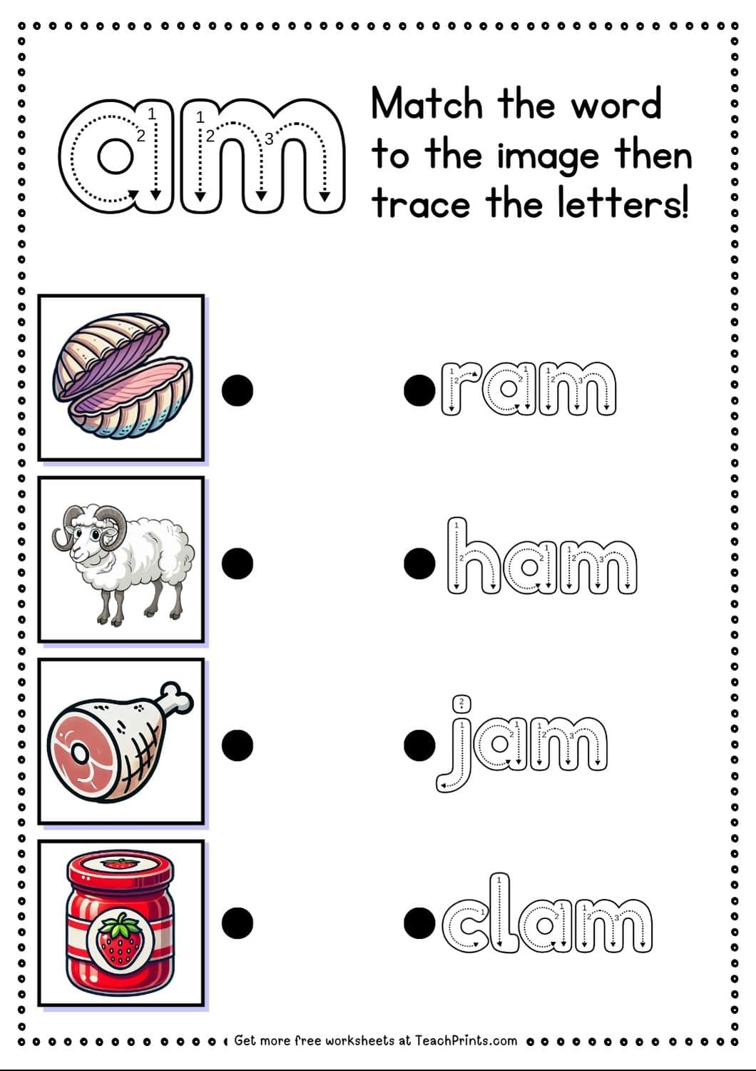 Free 'am' Word Family Worksheets 10 am word family worksheet