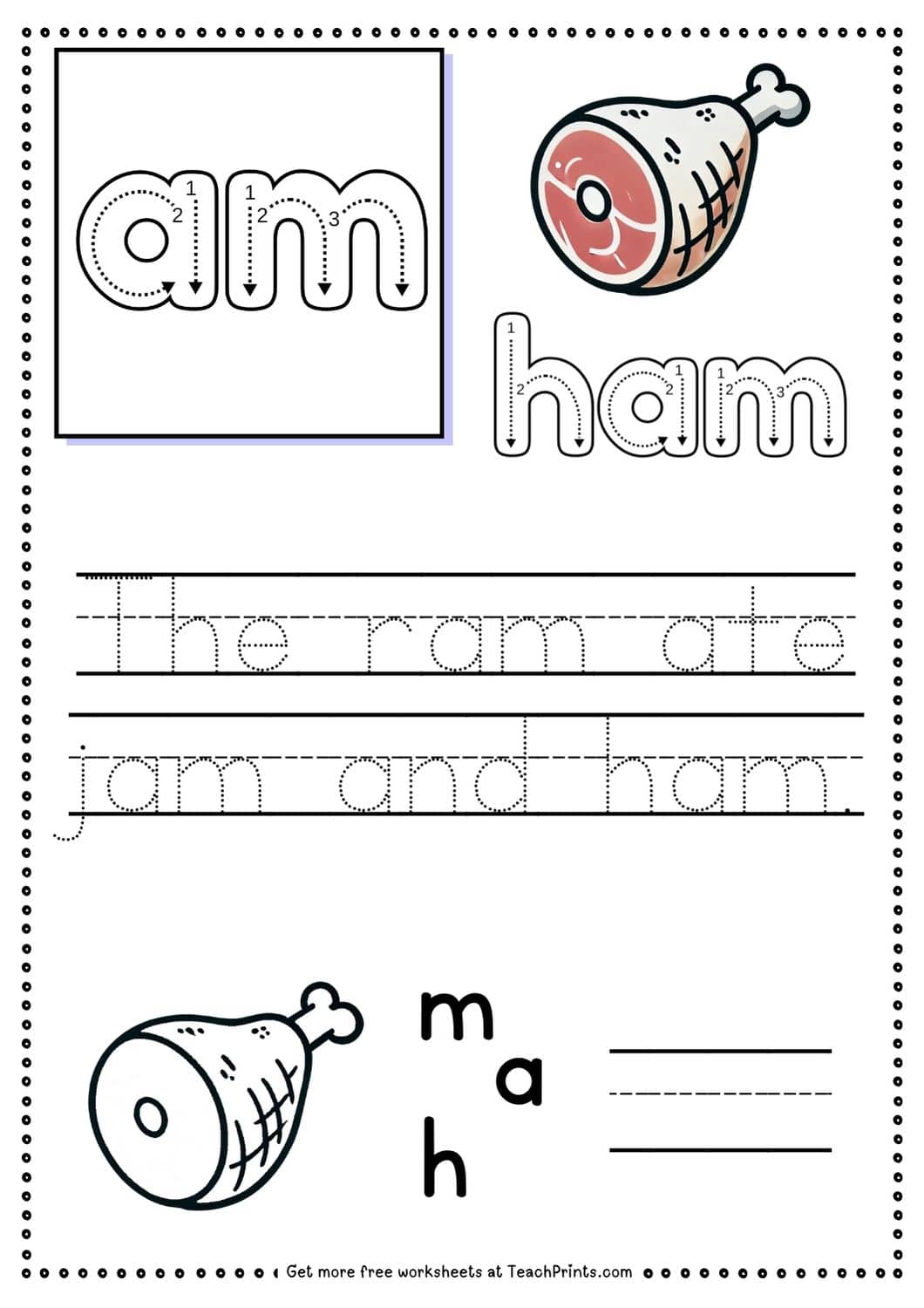 Am An Word Family Worksheets