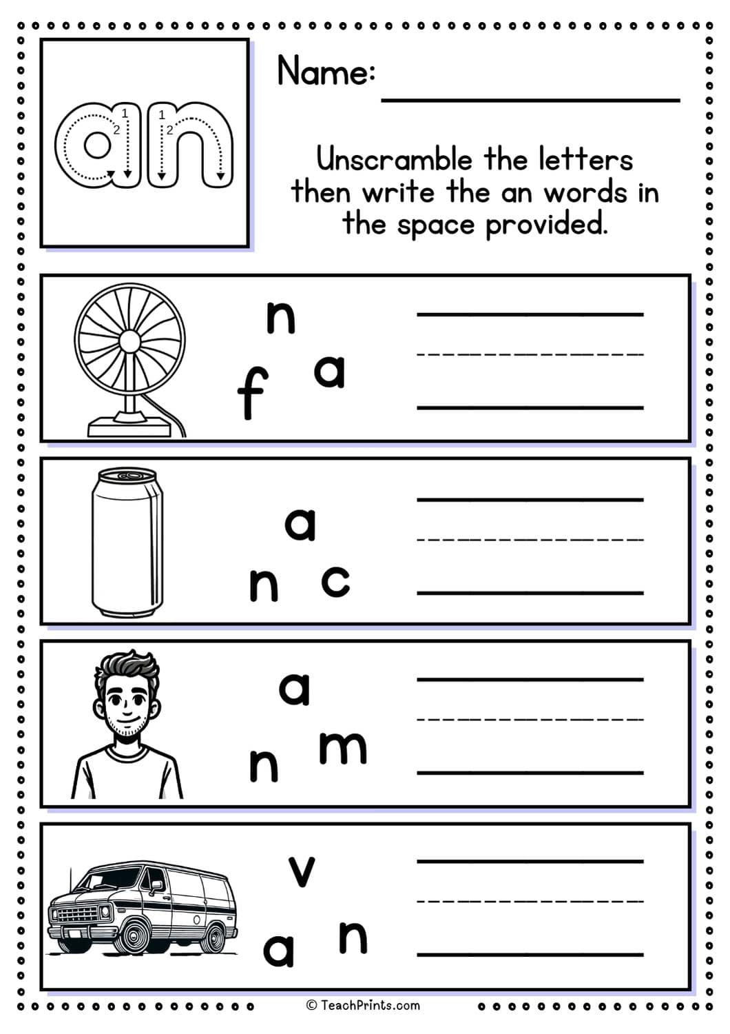 an word family worksheet