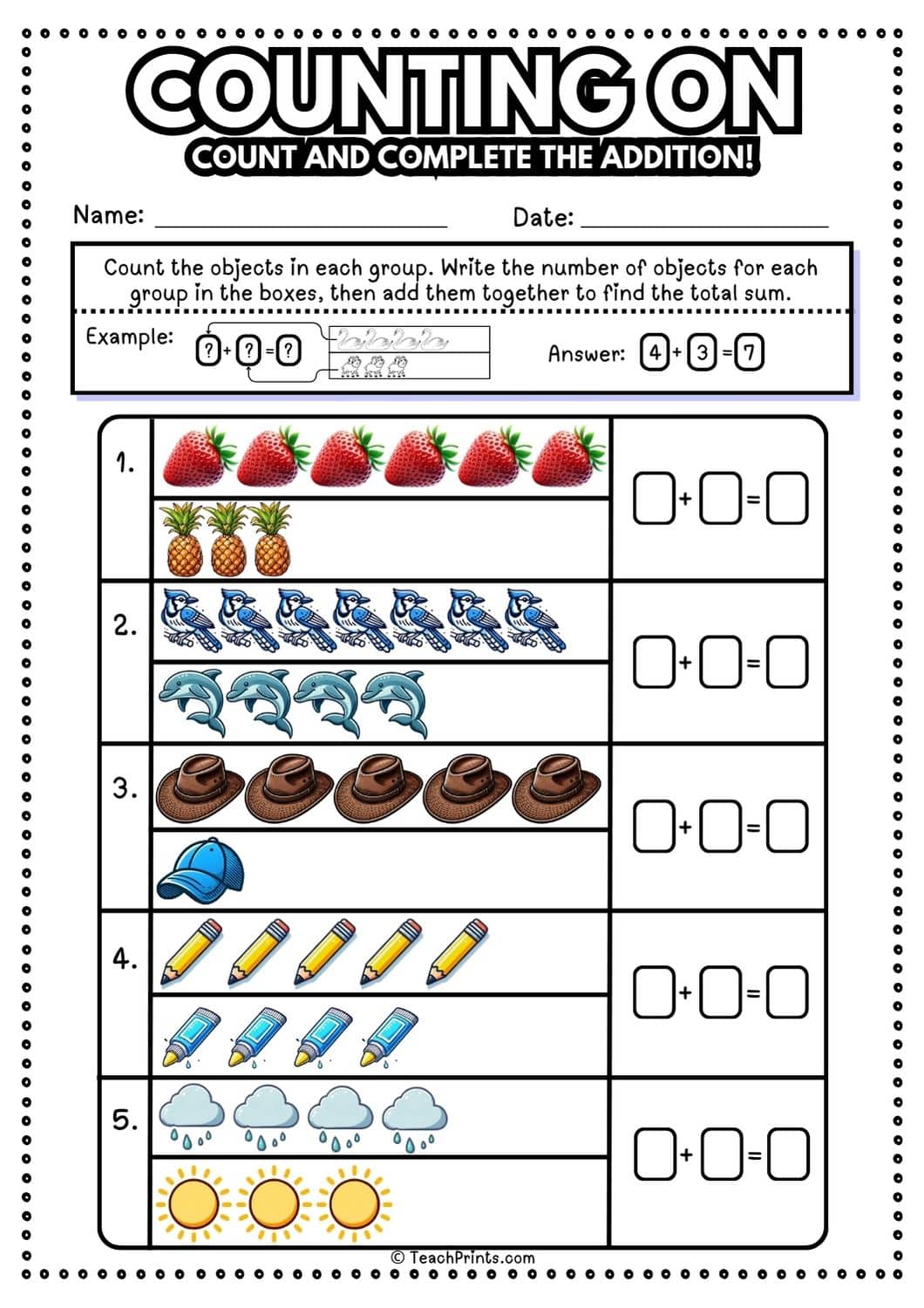 Free Counting On Worksheets 3 free counting on worksheet