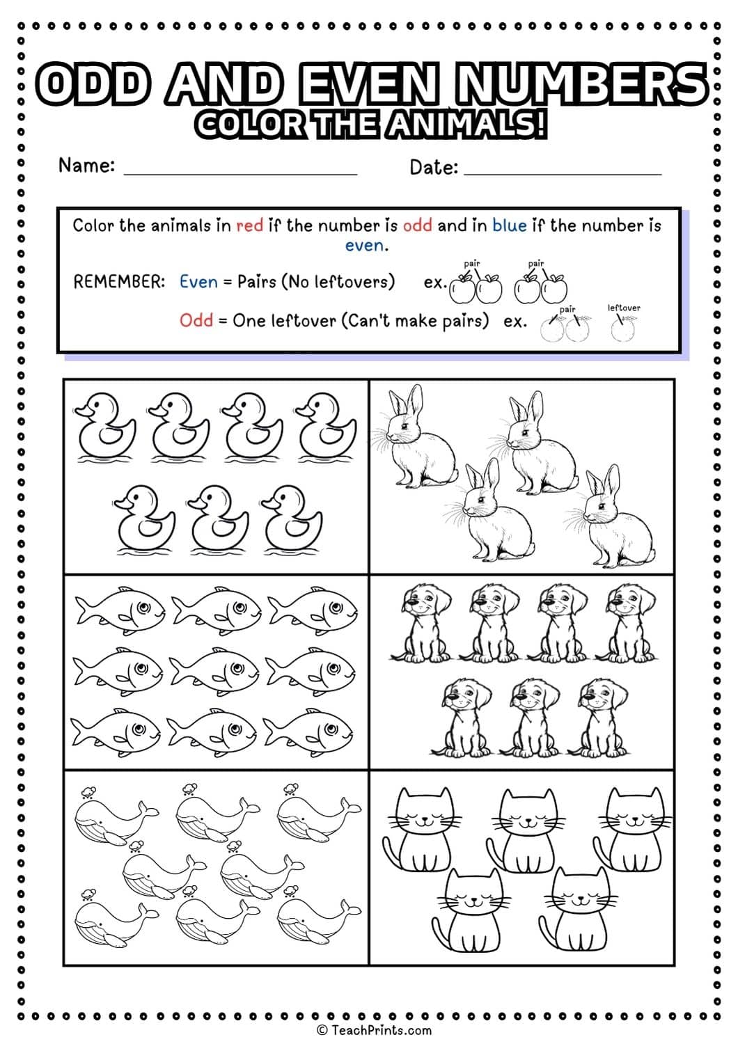 free odd and even worksheet