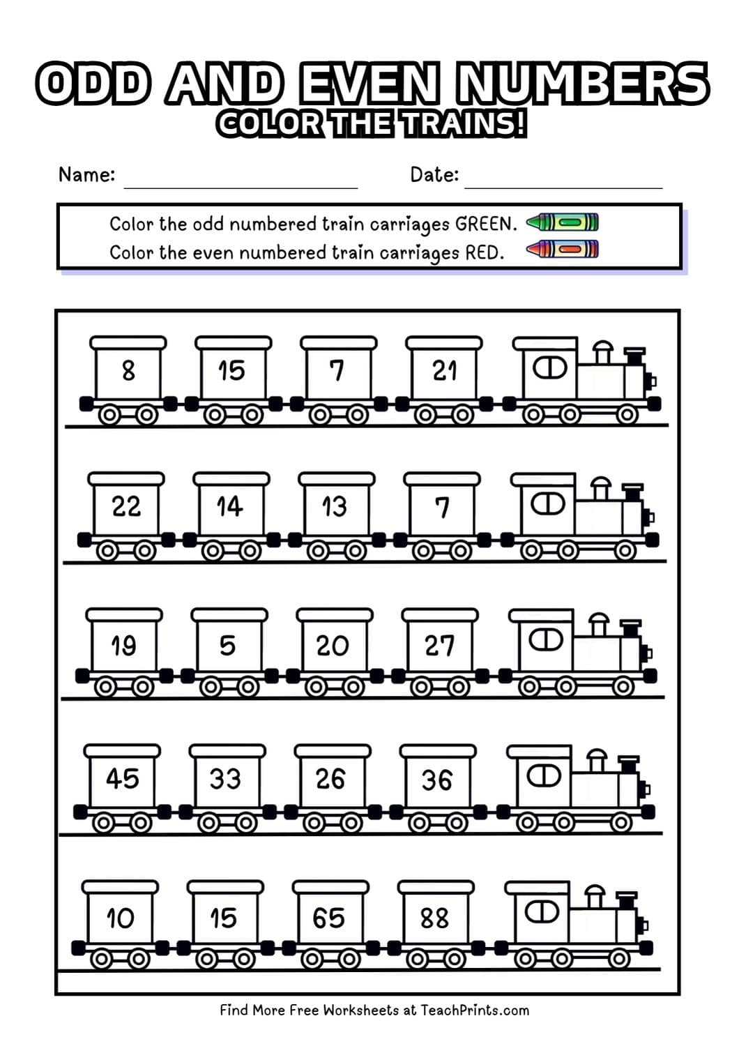 Free Odd and Even Numbers Worksheets - Teach Prints
