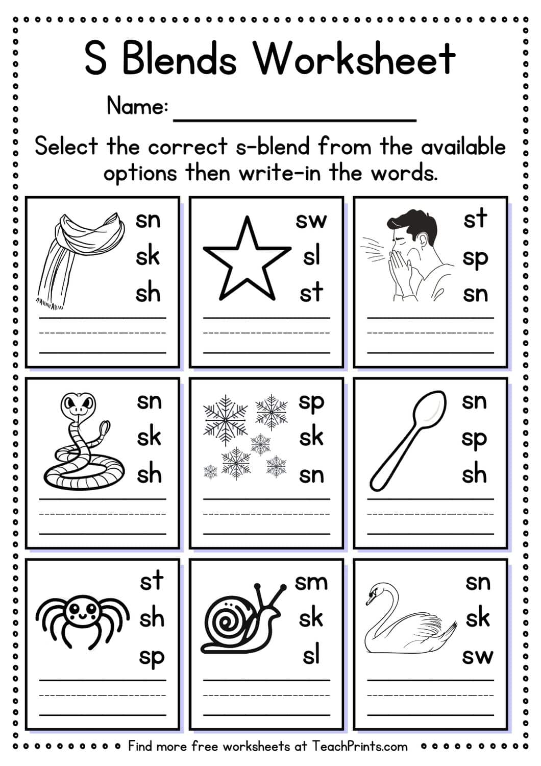 s blend worksheet