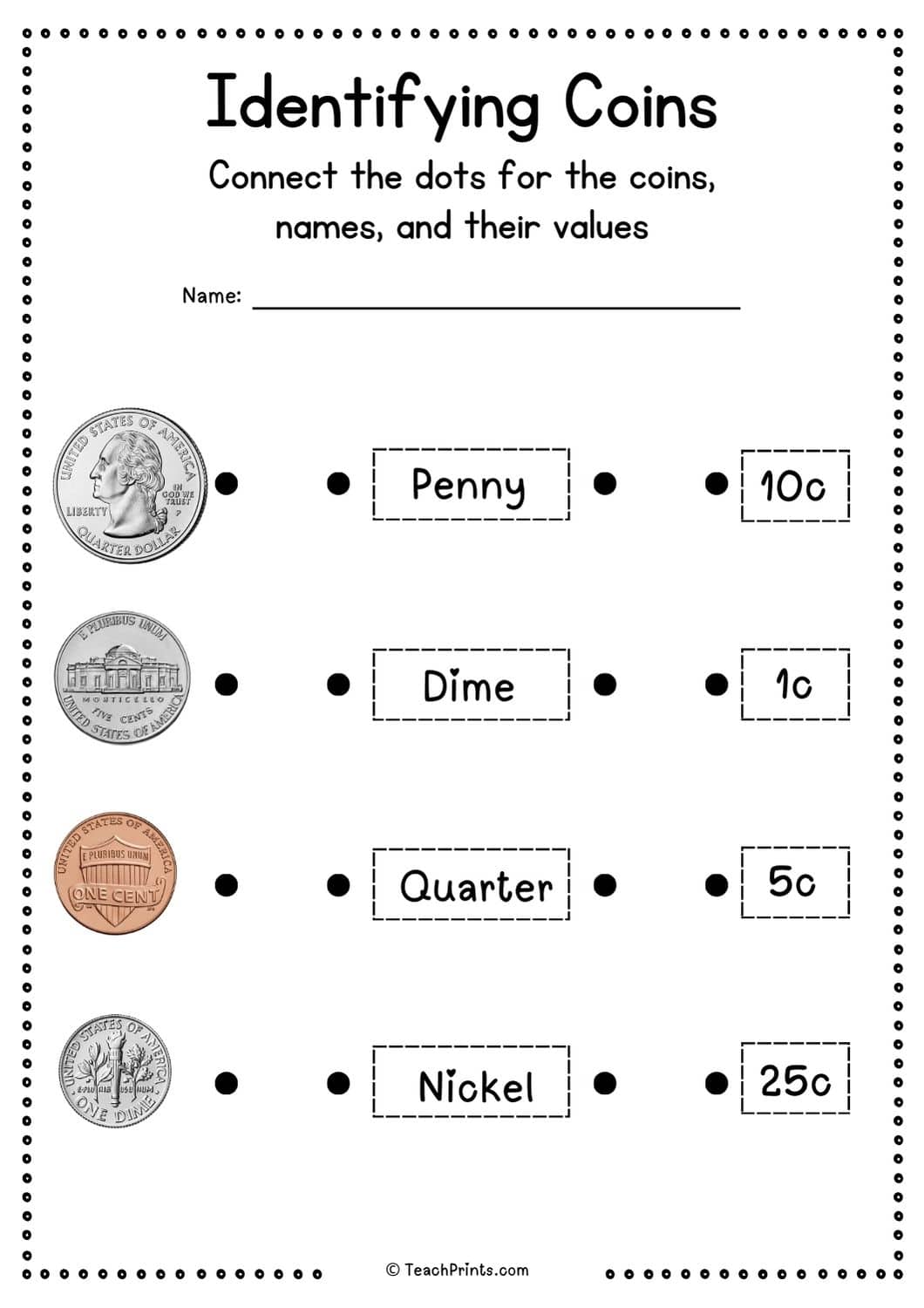 Free Identifying Coins Worksheets - Teach Prints free-identifying-coins-worksheets-teach-prints