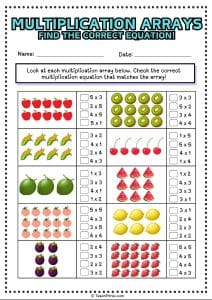 Free Multiplication Arrays Worksheets - Teach Prints