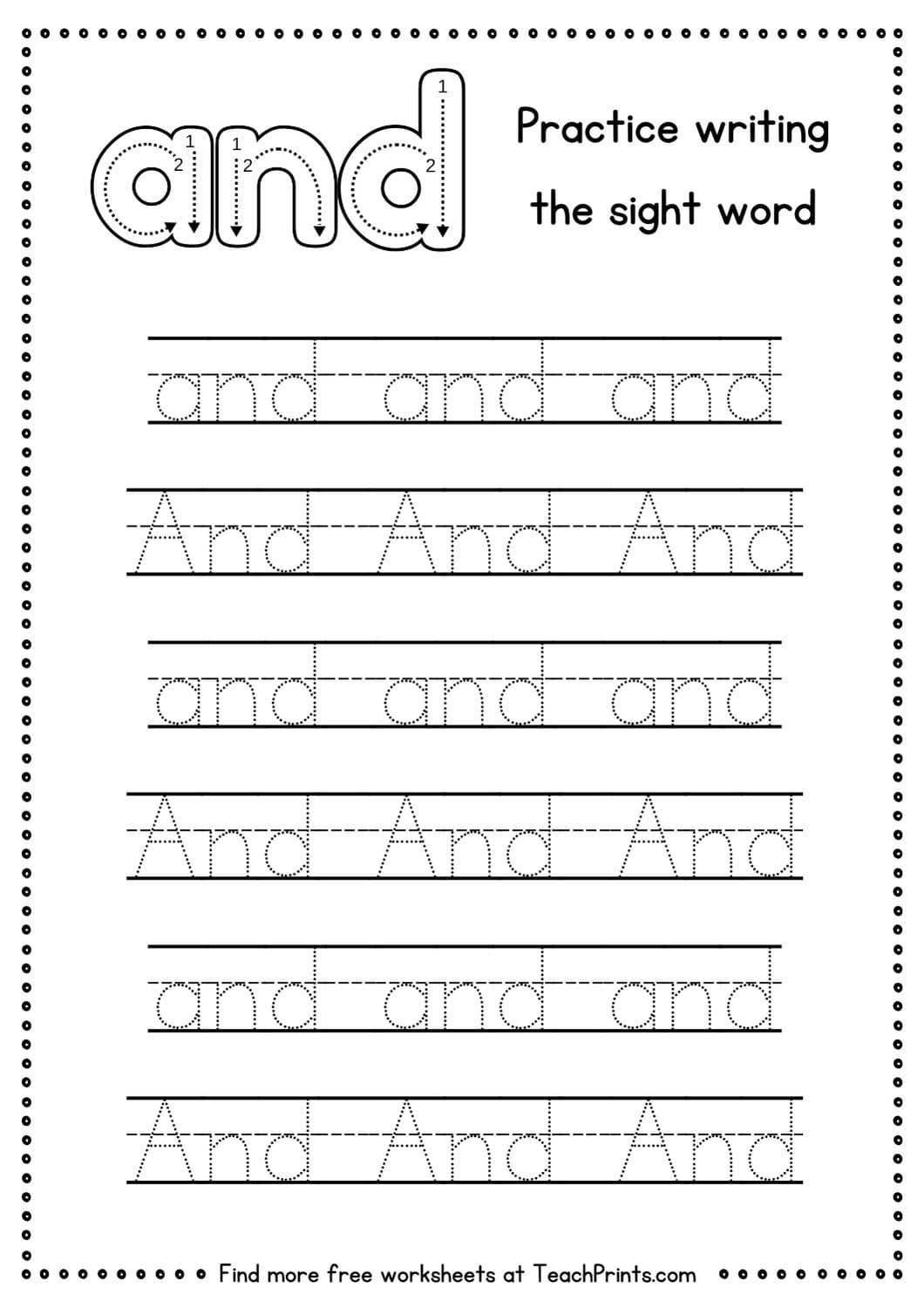 sight word and worksheet