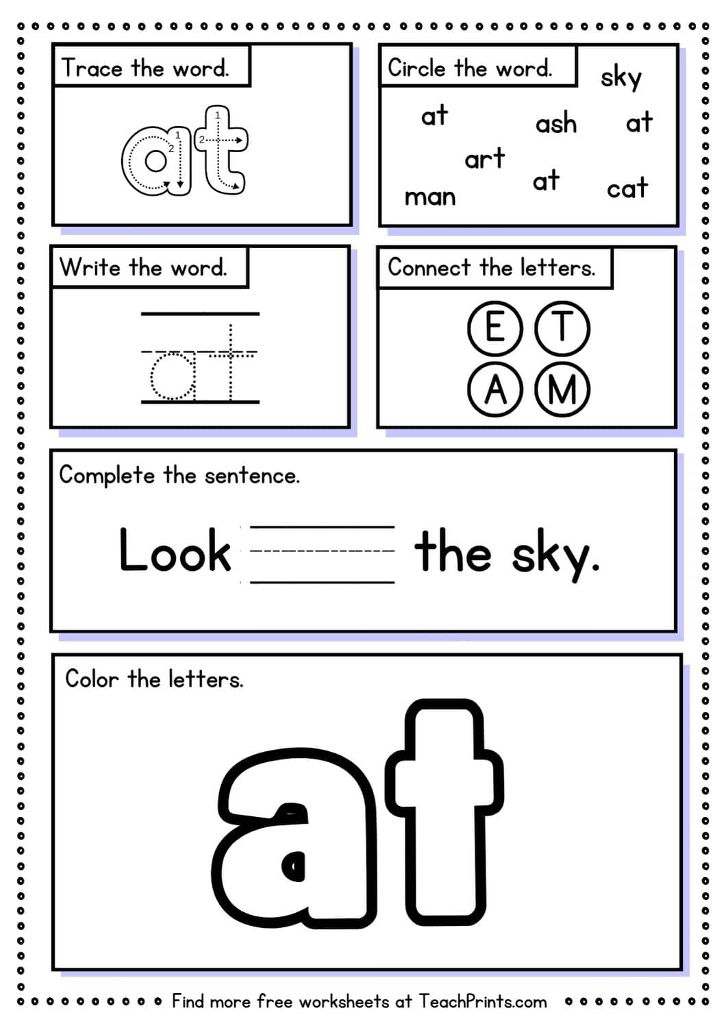 sight word at worksheet