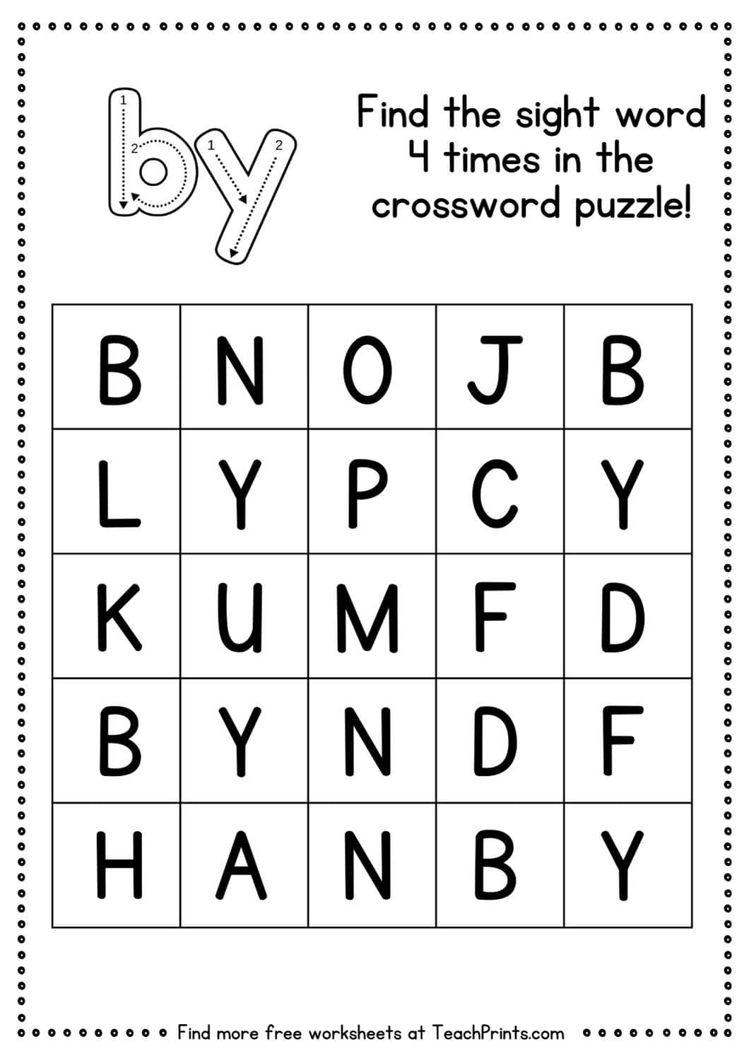 sight word by worksheet