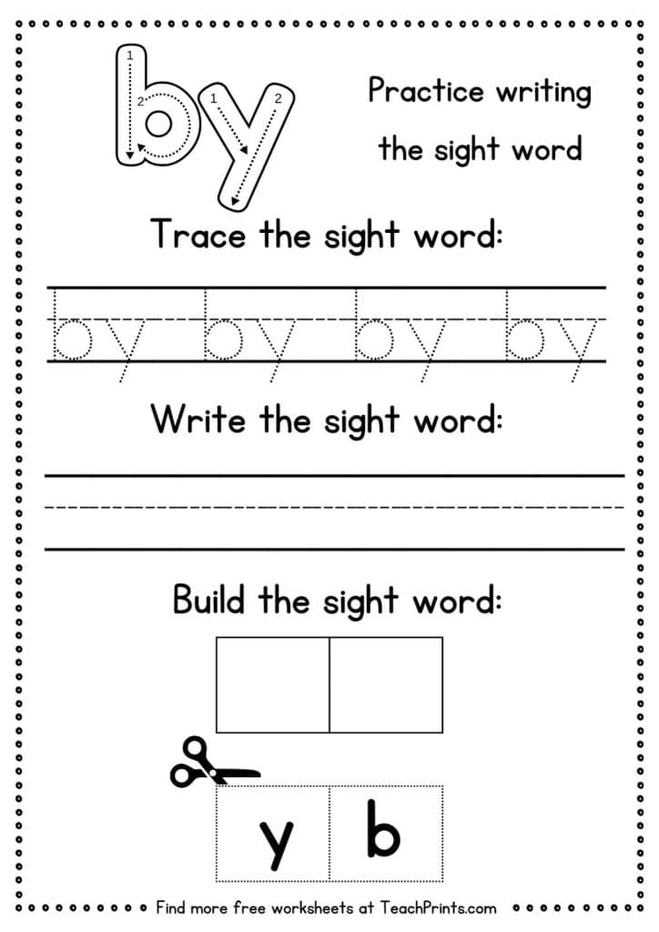 sight word by worksheet