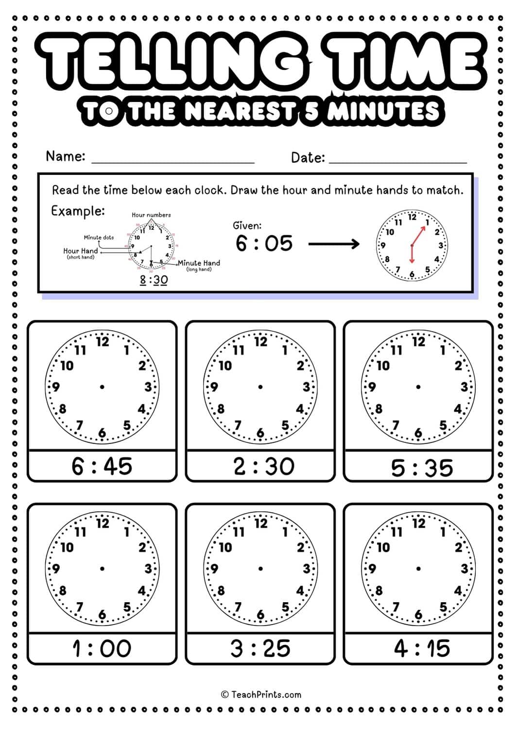 Telling Time To The Nearest Minute Worksheets