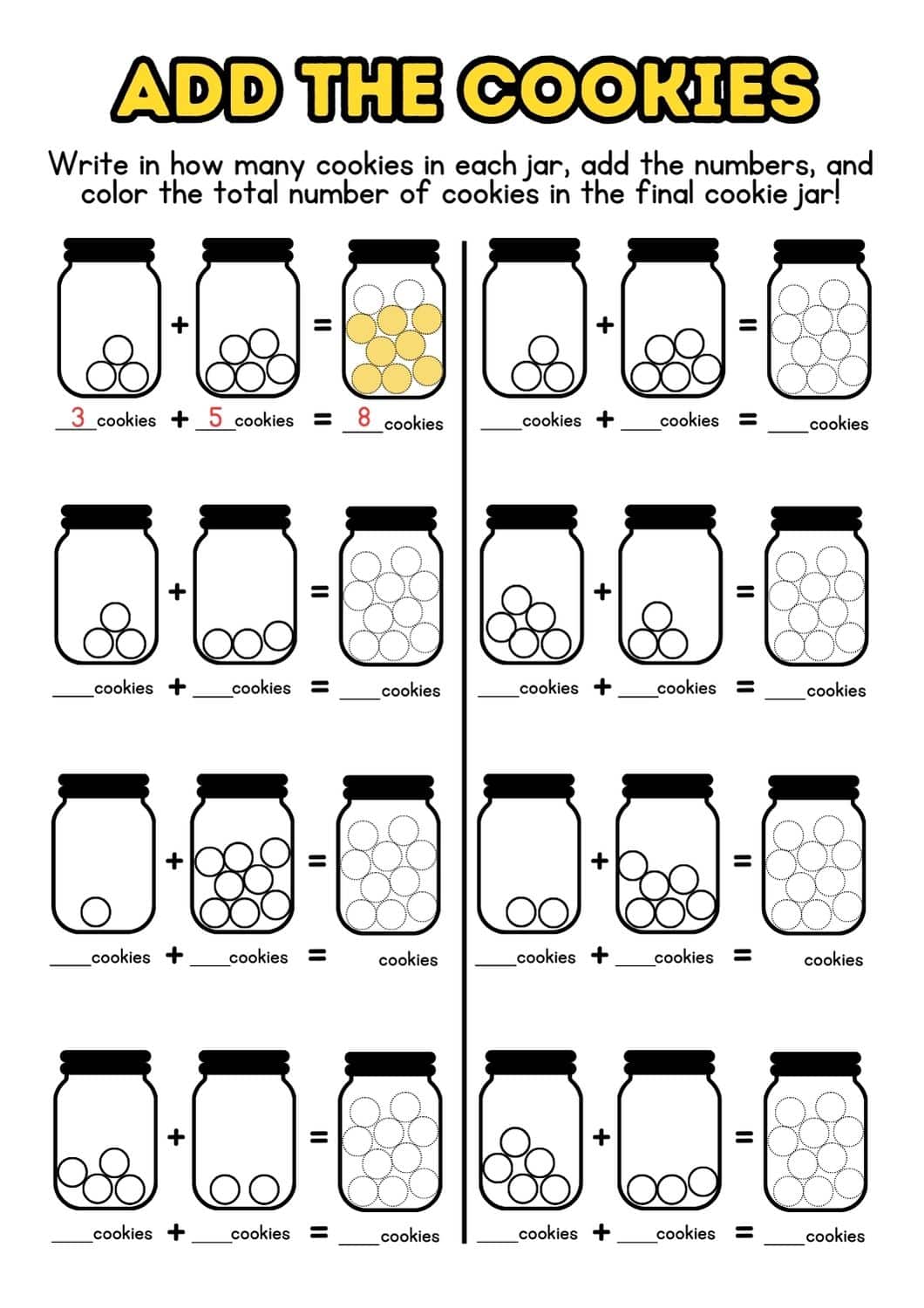 addition to 10 worksheet