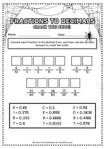 Free Fractions as Decimals Worksheets - Teach Prints