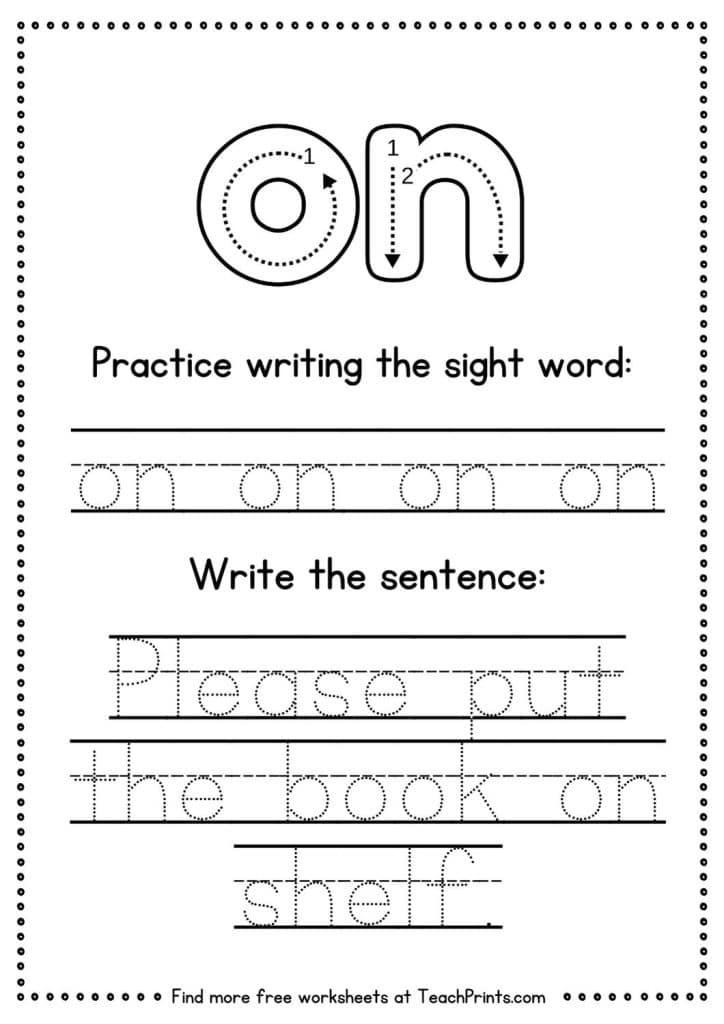 sight word on worksheet