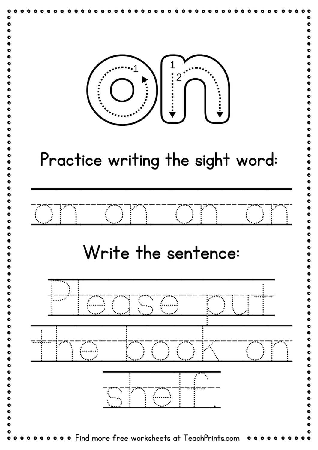 sight word on worksheet