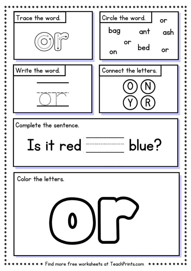 sight word or worksheet