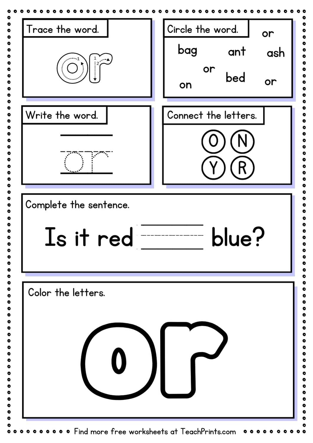 sight word or worksheet