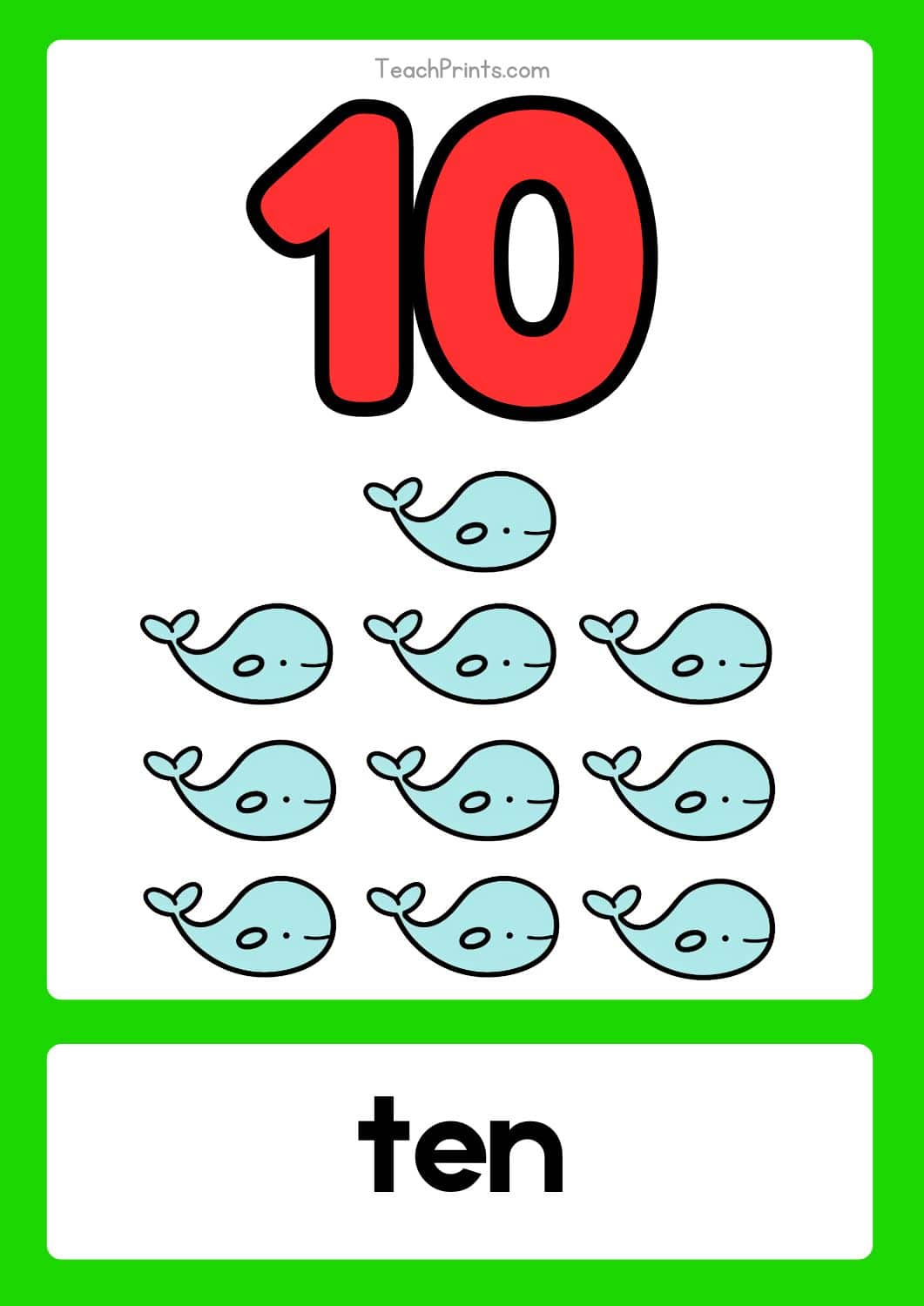 free number 10 flashcard
