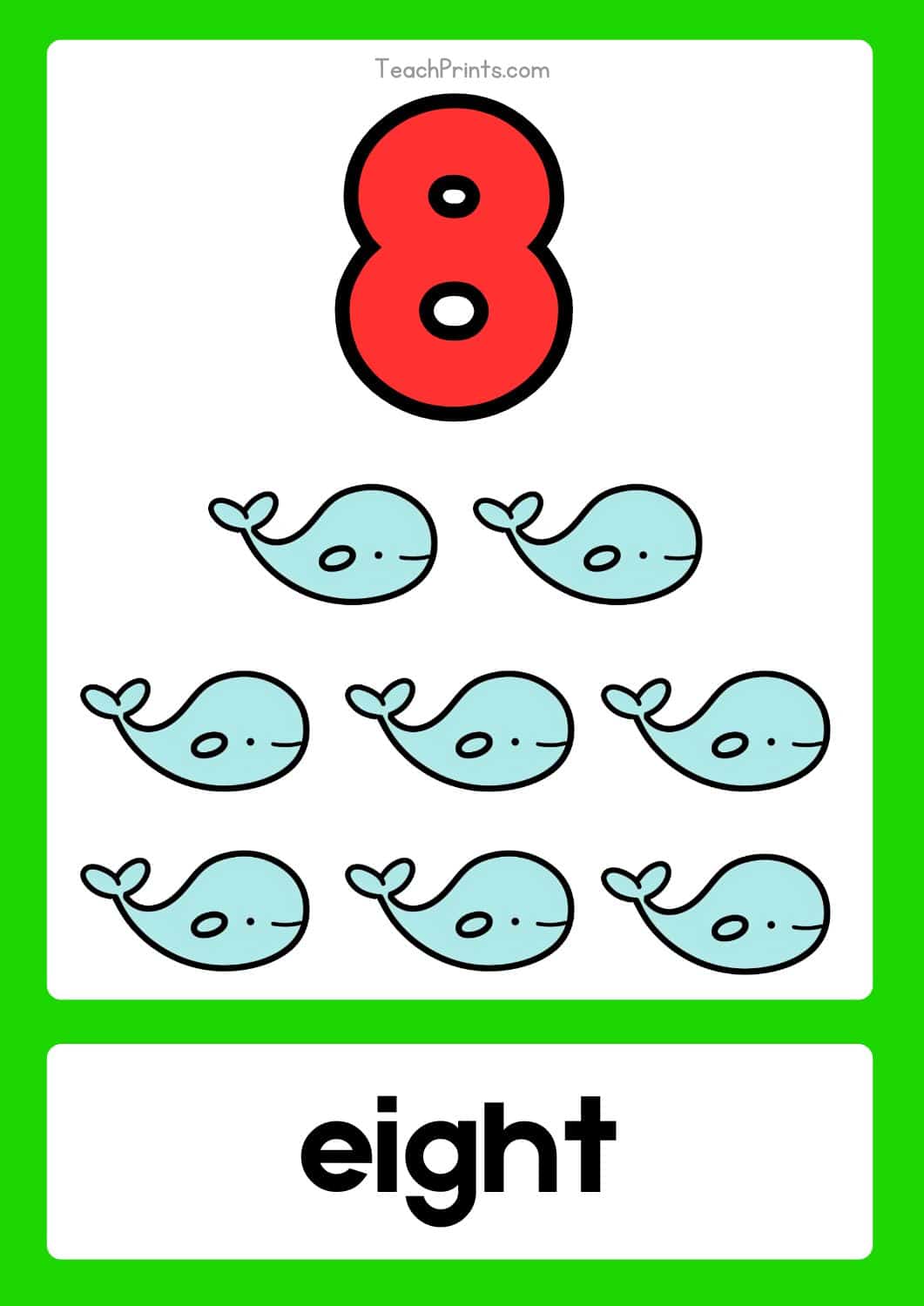 free number 8 flashcard