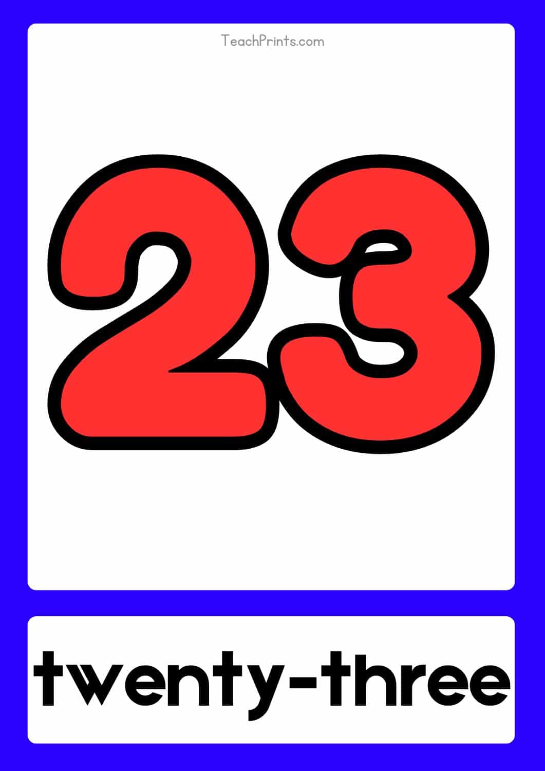 number 23 flashcard