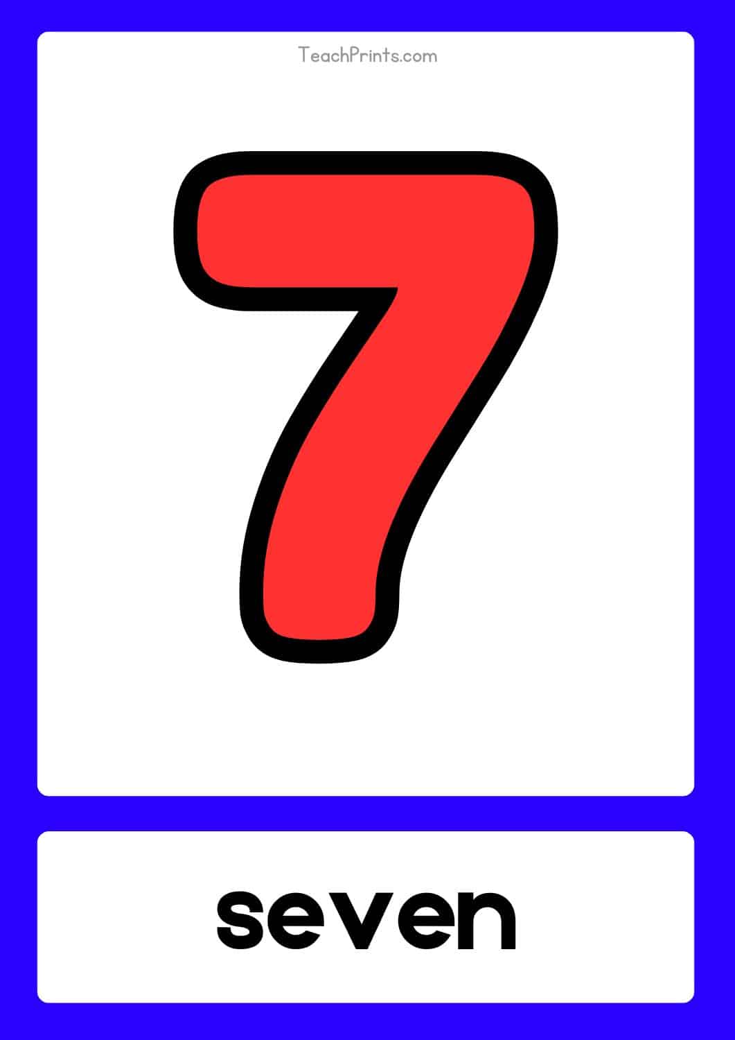 number 7 flashcard