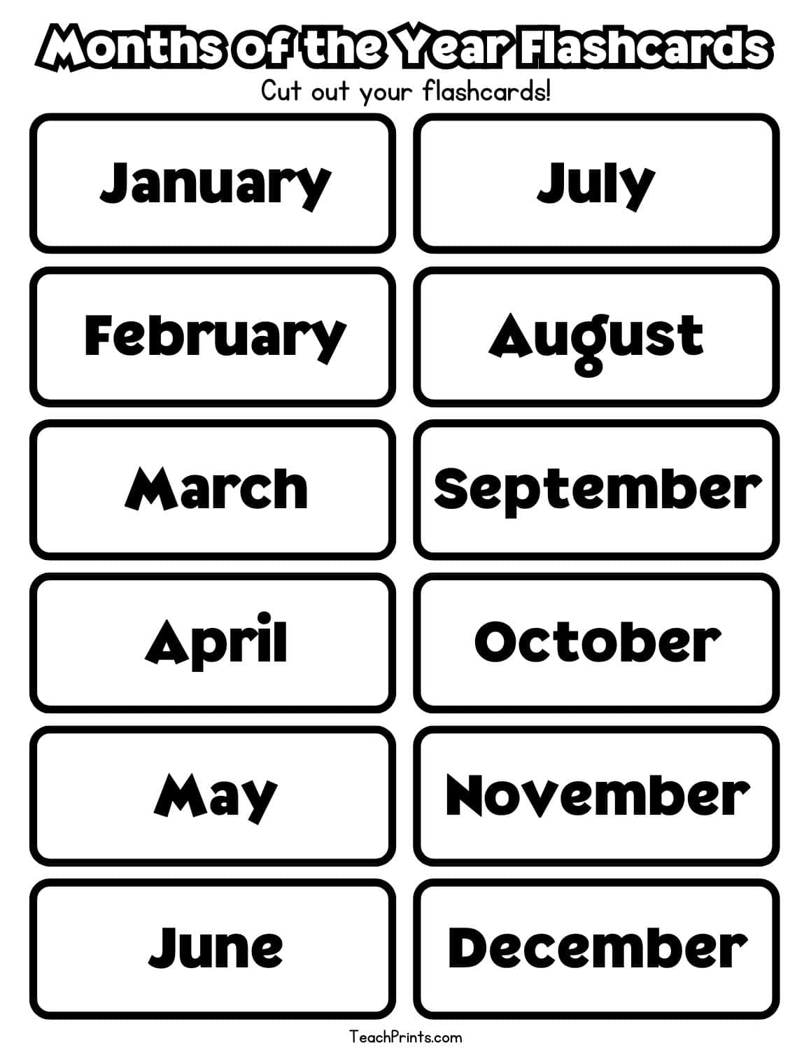 Months of the Year Flashcards