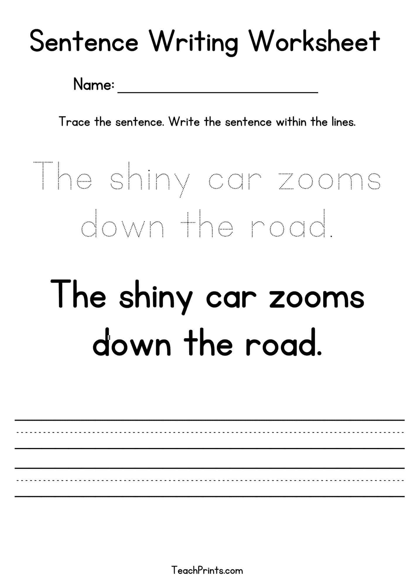 sentence writing worksheet