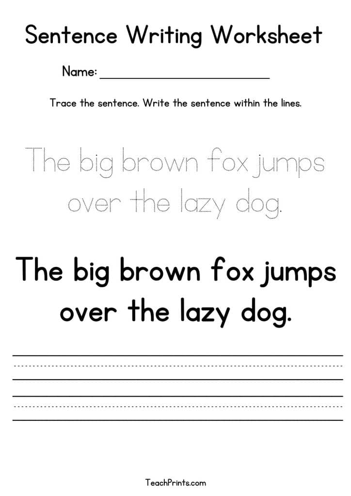 sentence writing worksheet