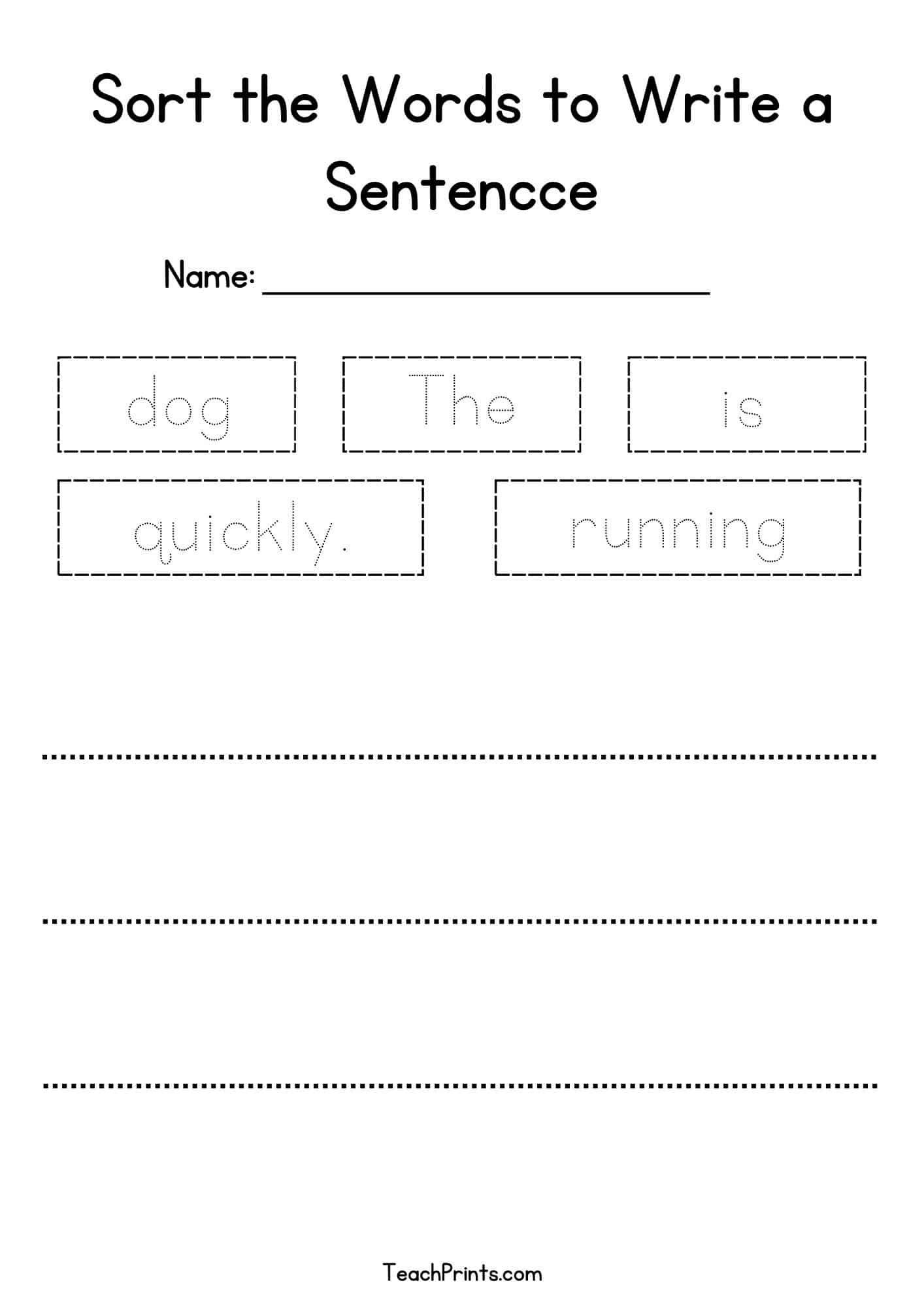sentence writing worksheet
