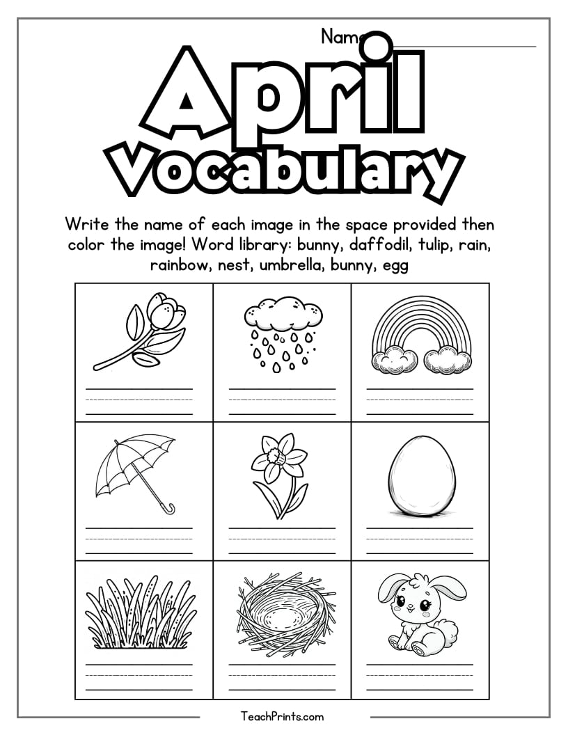 April Worksheets - 8 Free PDF Printables - Teach Prints