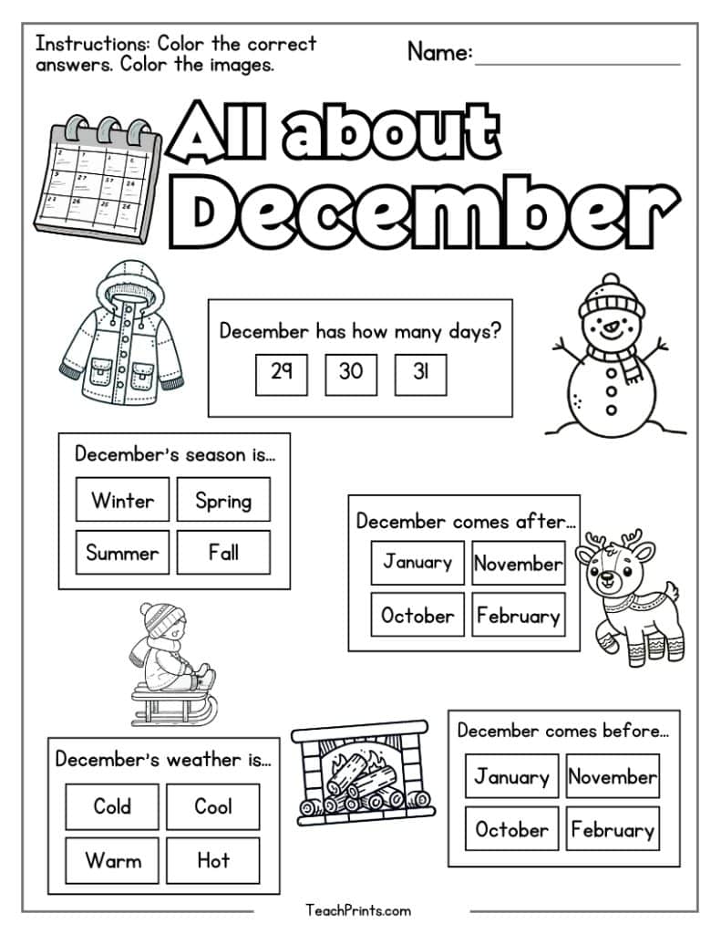 December worksheet