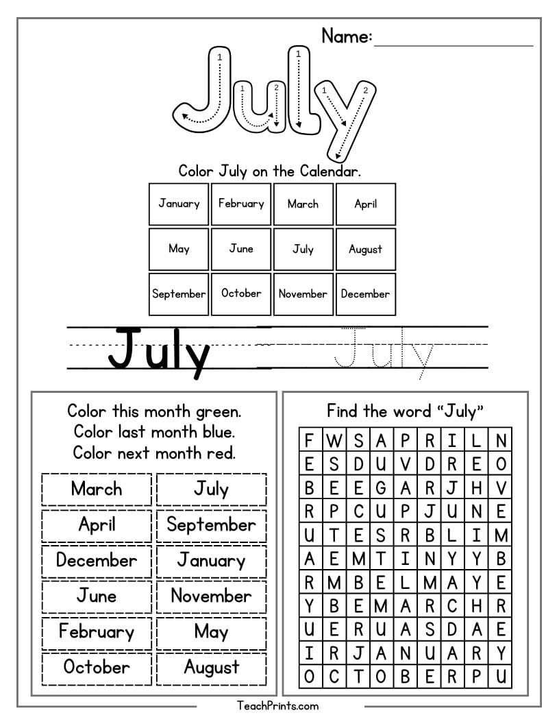 July worksheet