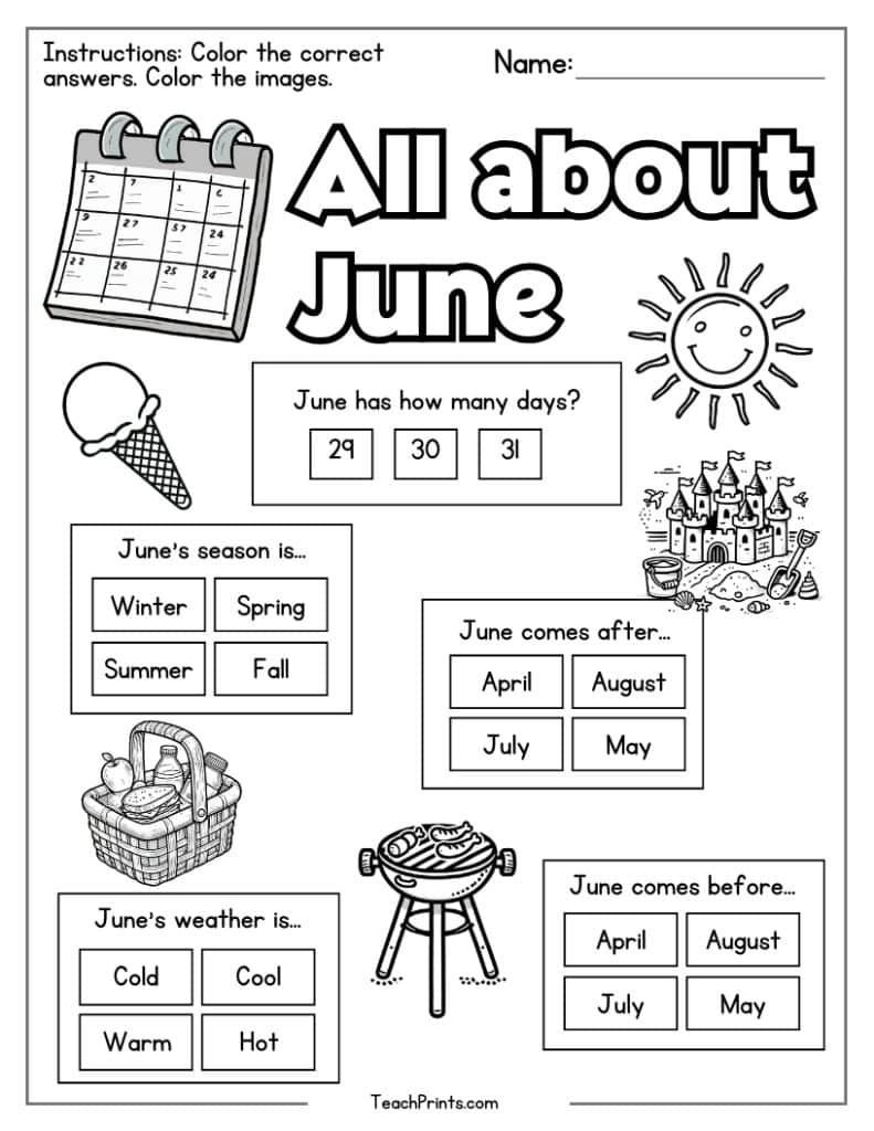 June worksheet