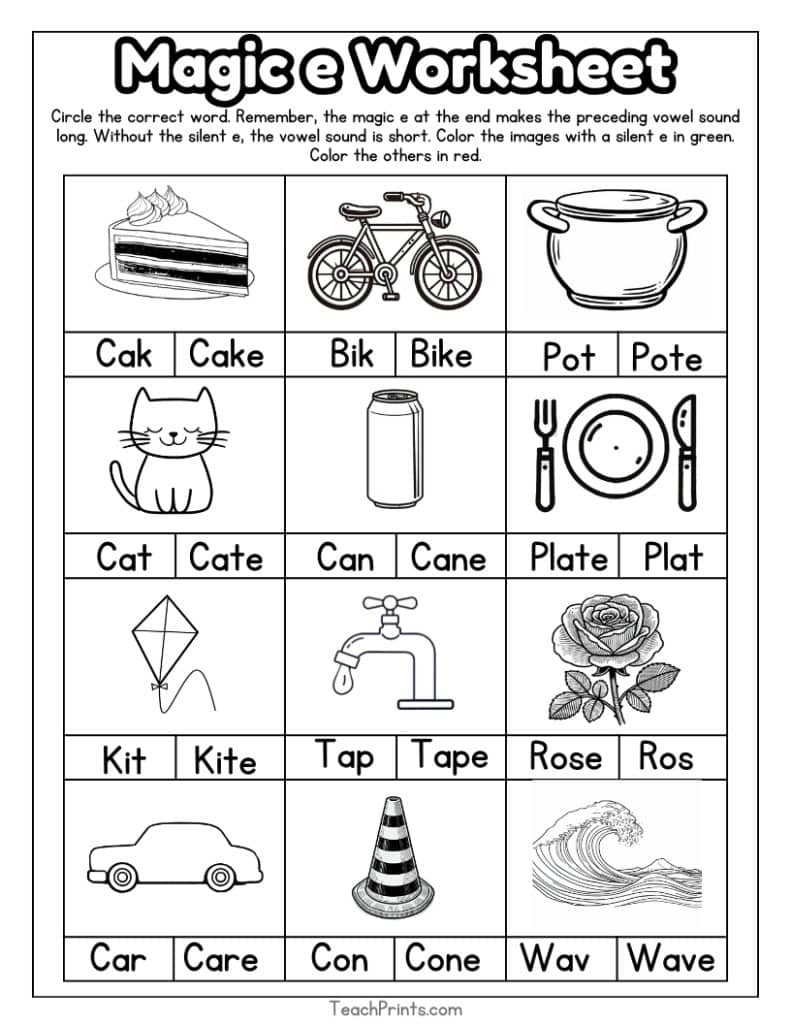 13 Magic E Worksheets Free PDF Printables Teach Prints