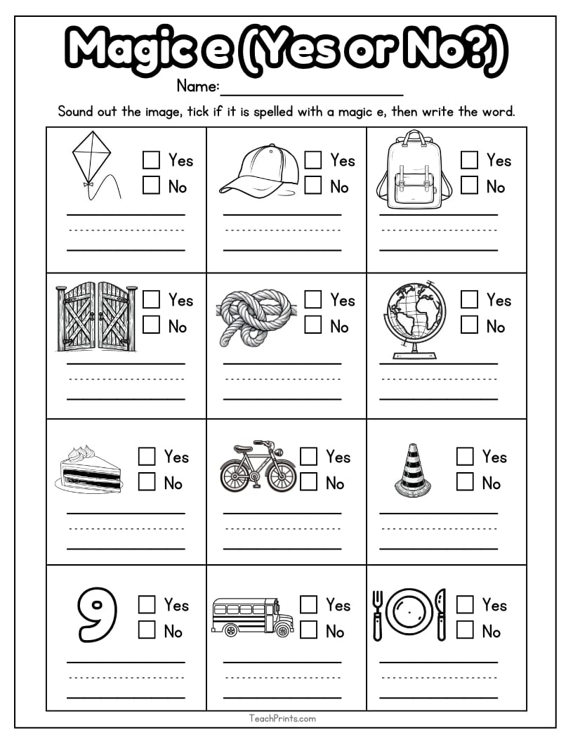 Magic E Worksheet