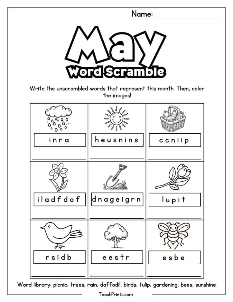 May Worksheets 8 Free PDF Printables Teach Prints