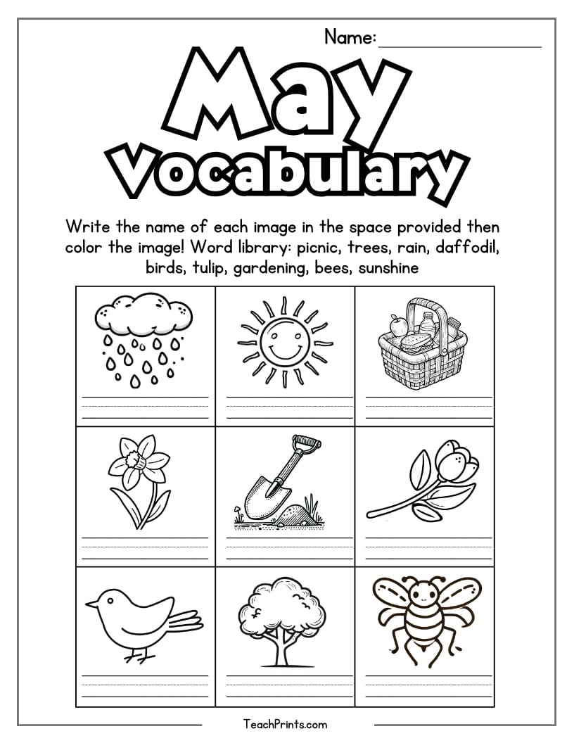 May Worksheets 8 Free PDF Printables Teach Prints