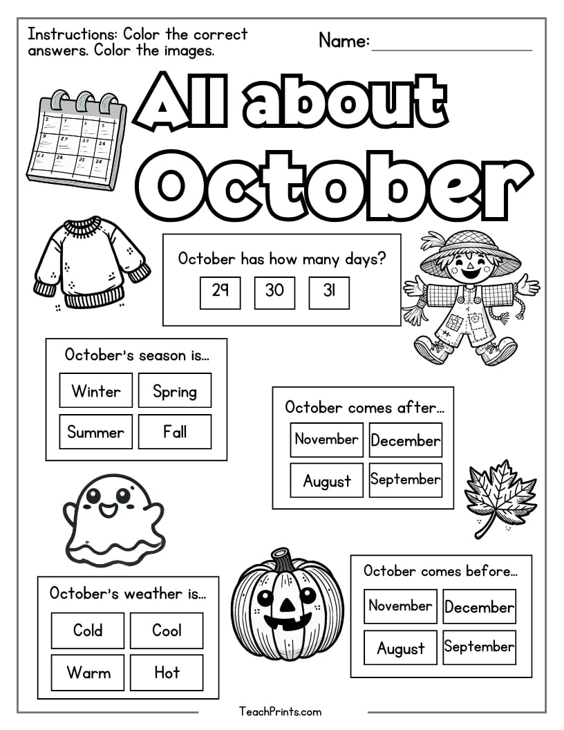 October worksheet