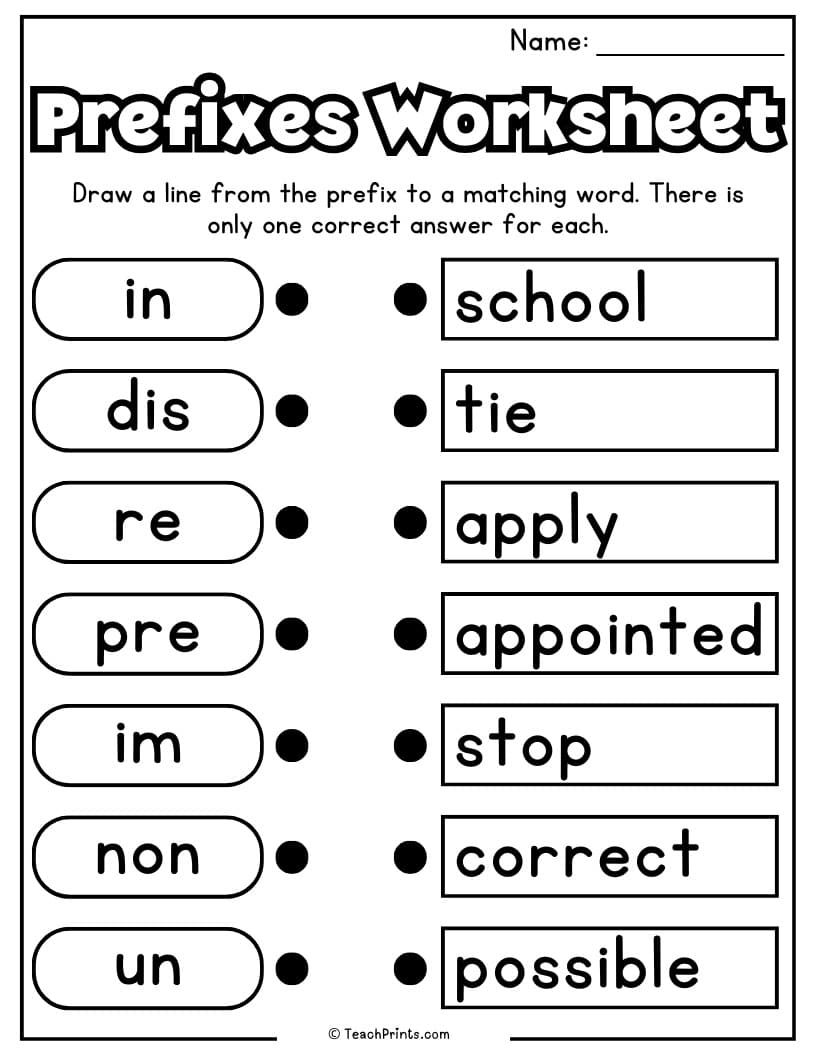 Prefix Worksheet