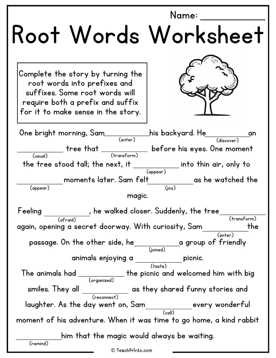 root words worksheet