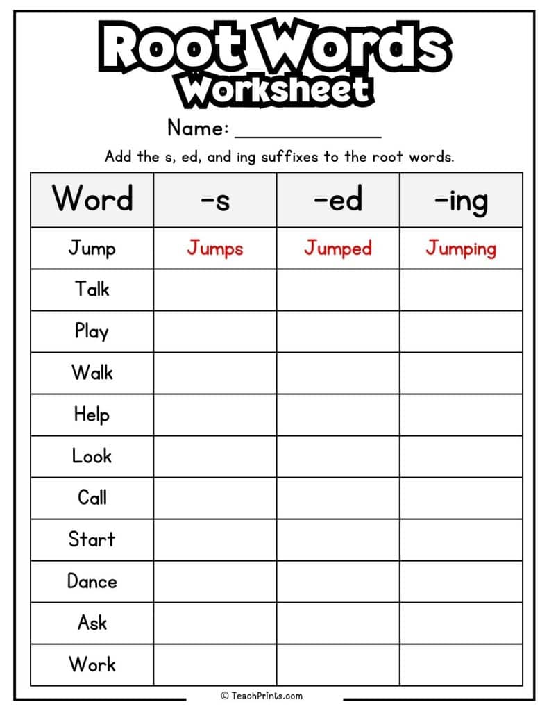 root words worksheet