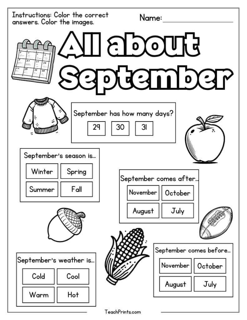 September worksheet
