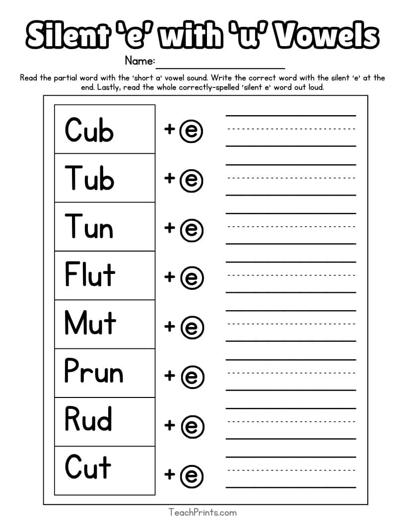 Silent E Worksheet